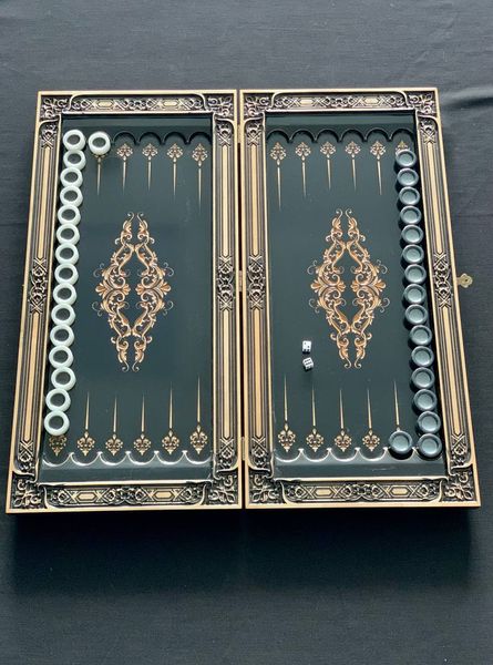 Wooden backgammon "Ornament", 60×28×8 cm, art.193017, Black