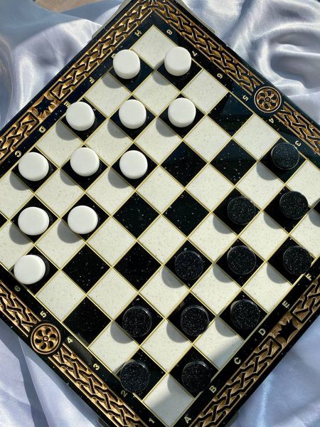 Luxury chess-checkers made of black acrylic stone 40x40 cm, Black