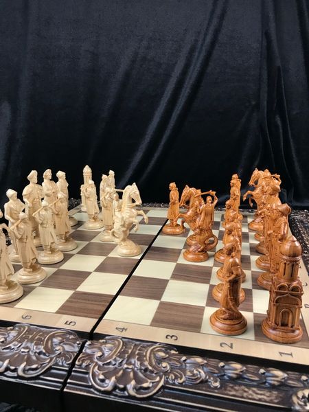 Chess pieces made of wood, "Hetman's Army", brown, art. 809325