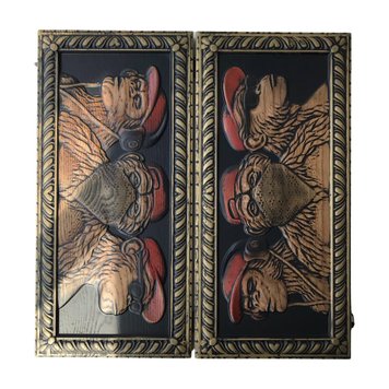 Wooden backgammon "Three Monkeys", 46×23×3cm, art.190190, Assorts