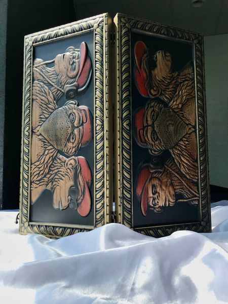 Wooden backgammon "Three Monkeys", 46×23×3cm, art.190190, Assorts