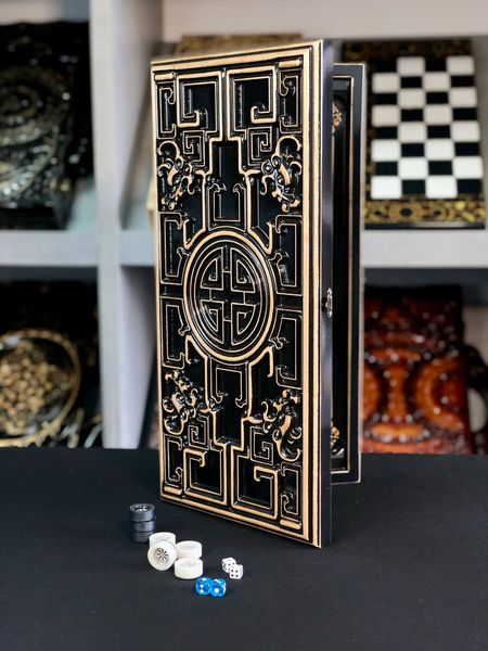 Backgammon made of wood "Labyrinth", 50×23×5 cm, art. 193023, Black