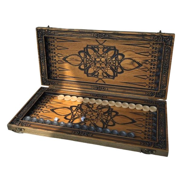 Wooden backgammon "Three Monkeys", 46×23×3cm, art.190190, Assorts