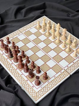 Luxury chess-checkers made of white acrylic stone 47×23 cm, White