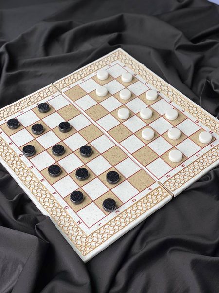 Luxury chess-checkers made of white acrylic stone 47×23 cm, White