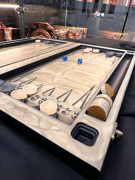 Backgammon made of epoxy resin, 48×23×4 cm, art. 190191, Beige