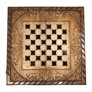 Handmade chess set 3 in 1, 60×30×9 cm, art. 191054, Brown