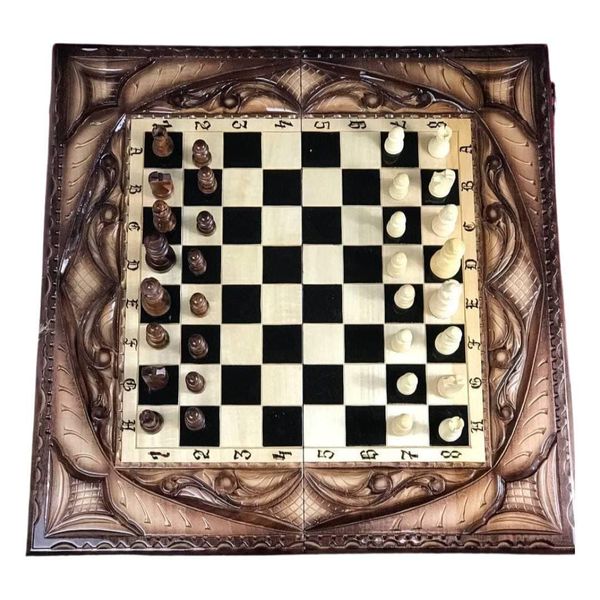 Chess set 3 in 1 handmade 60×30×7 cm, art. 191351