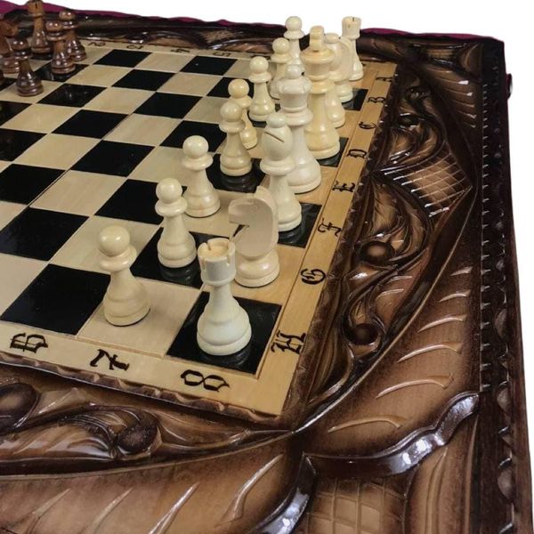 Chess set 3 in 1 handmade 60×30×7 cm, art. 191351