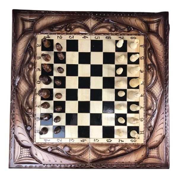 Chess set 3 in 1 handmade 60×30×7 cm, art. 191351