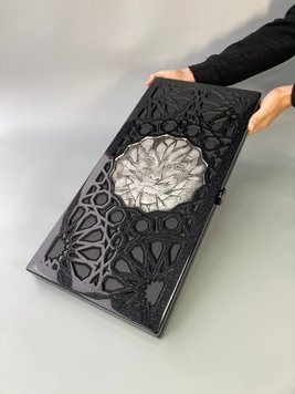 Backgammon made of black acrylic stone "Maiden" 58×28×5 cm, Black